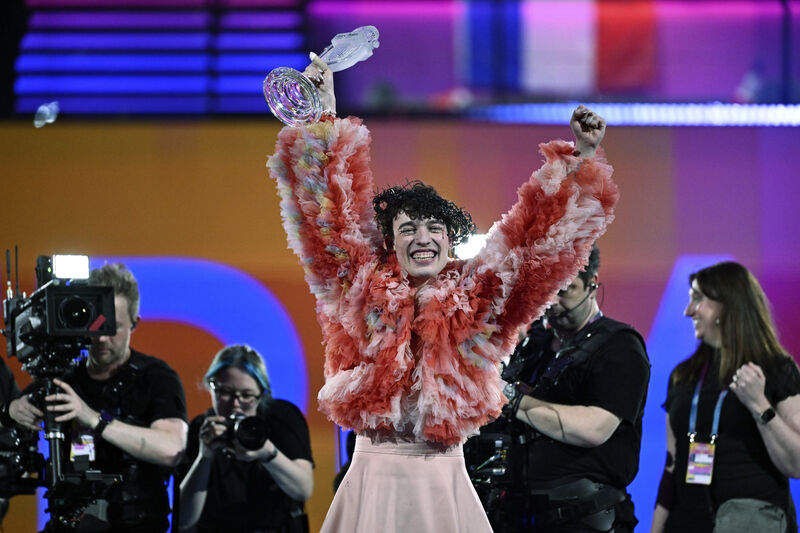 Nemo, representing Switzerland, with the song "The Code," wins the final of the 68th edition of the Eurovision Song Contest at the Malmö Arena, in Malmö, Sweden,
