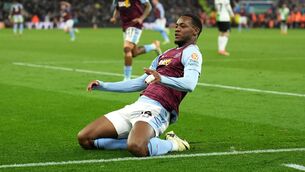 <p>Aston Villa's Jhon Duran celebrates scoring his side's third goal against Liverpool. Picture: Martin Rickett/PA Wire.</p>