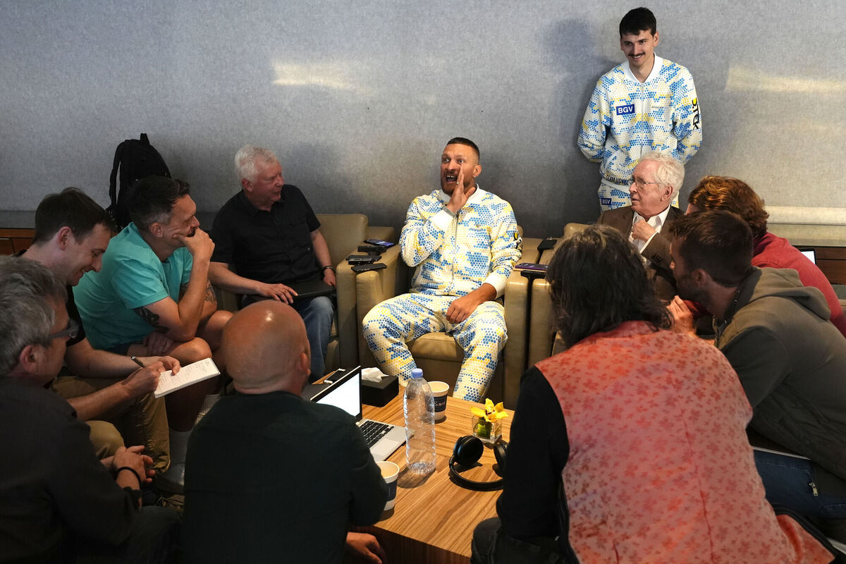 Boxer Oleksandr Usyk (centre) during a media day in Riyadh. Picture: Nick Potts/PA Wire. Boxer Oleksandr Usyk (centre) during a media day in Riyadh. Picture: Nick Potts/PA Wire.
