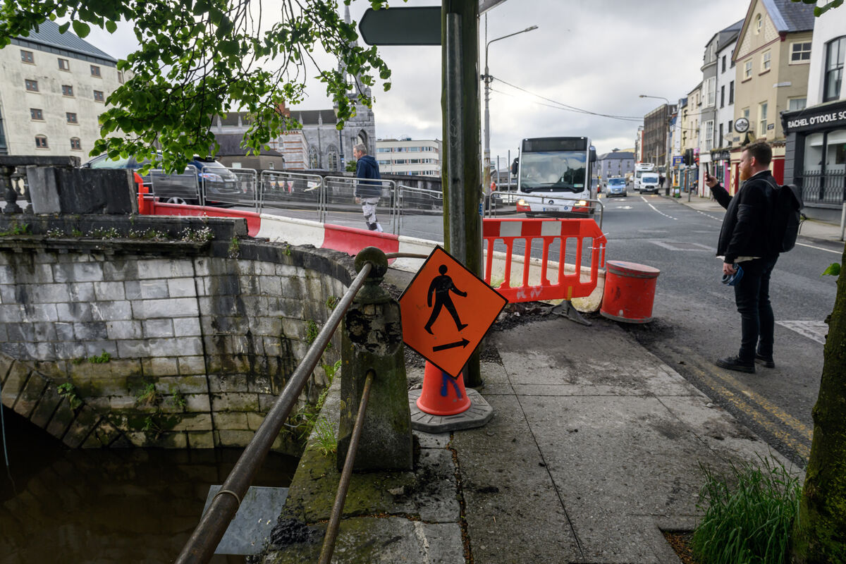  A section of Parliament Bridge in Cork cordoned off on Wednesday. Picture: Dan Linehan
