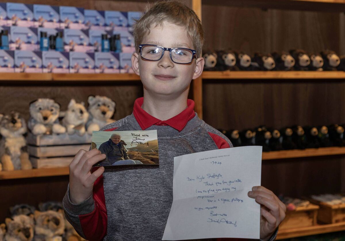 Kyle Skeffington with his letter from David Attenborough. Picture: North West Newspix