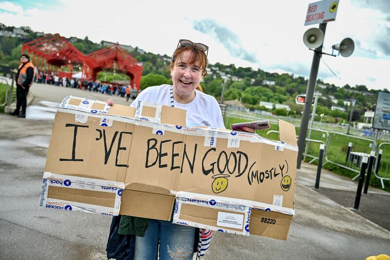  American superfan Margauritte outside the stadium in Cork. Picture: Chani Anderson