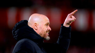 <p>Manchester United manager Erik ten Hag says things are looking up at Old Trafford (Mike Egerton/PA)</p>