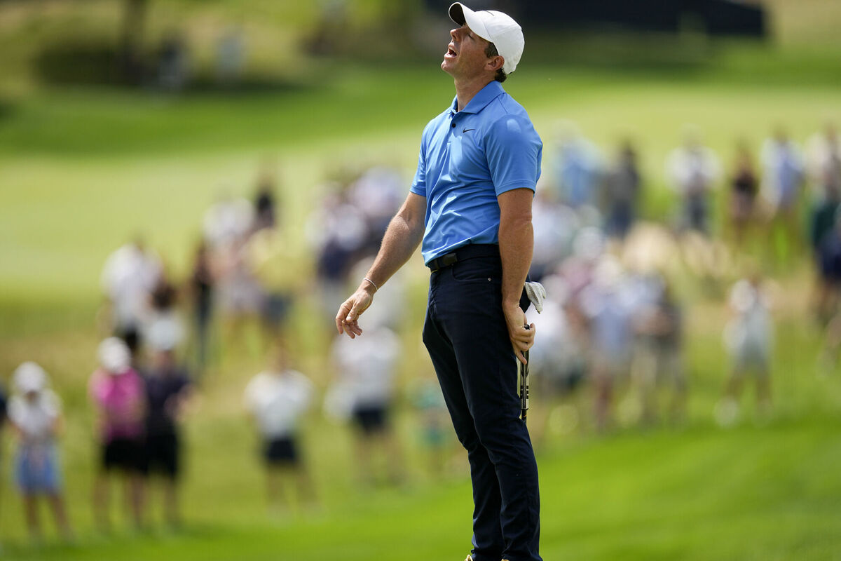 Rory McIlroy, of Northern Ireland, reacts after missing a putt on the first hole during the third round of the PGA Championship golf tournament at the Valhalla Golf Club, Saturday, May 18, 2024, in Louisville, Ky. (AP Photo/Sue Ogrocki) Rory McIlroy, of Northern Ireland, reacts after missing a putt on the first hole during the third round of the PGA Championship golf tournament at the Valhalla Golf Club, Saturday, May 18, 2024, in Louisville, Ky. (AP Photo/Sue Ogrocki)