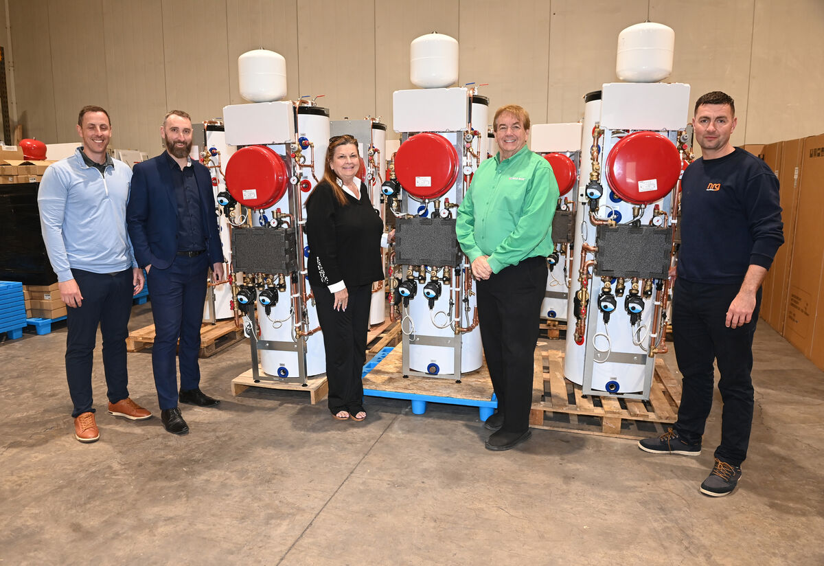 Jim and Maureen Brennan, centre, with Andrew Cappello, NRG and Seabrook; Mark Dineen, managing director of Seabox Ireland; and David Rea, NRG, at the Brooklodge industrial estate in Glanmire. Picture: Eddie O'Hare Jim and Maureen Brennan, centre, with Andrew Cappello, NRG and Seabrook; Mark Dineen, managing director of Seabox Ireland; and David Rea, NRG, at the Brooklodge industrial estate in Glanmire. Picture: Eddie O'Hare