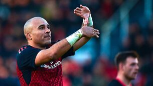 <p>Simon Zebo of Munster celebrates after scoring his side's second try during the Champions Cup Pool 3 Round 3 match against RC Toulon at Stade Felix Mayol in Toulon, France. Photo by Eóin Noonan/Sportsfile</p>