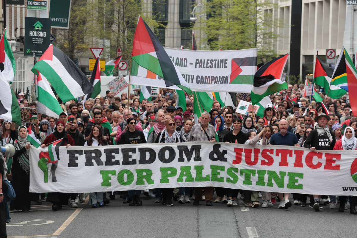 Thousands of people took part in A National March for Palestine in Dublin earlier this month. The march was commemorating the Palestinian Nakba and call for the Irish government to sanction Israel for genocide. Thousands of people took part in A National March for Palestine in Dublin earlier this month. The march was commemorating the Palestinian Nakba and call for the Irish government to sanction Israel for genocide.