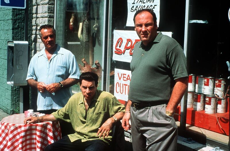 Steven Van Zandt, centre, in The Sopranos with Tony Sirico and James Gandolfini.