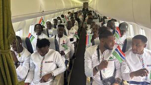 <p>NEW BOSS: The Gambia national soccer team aboard a plane in Banjul, Gambia, Wednesday, Jan. 10, 2024. Pic credit: Gambia Football Federation via AP.</p>