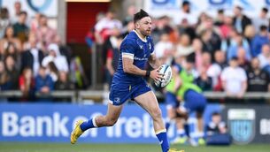 <p>Hugo Keenan of Leinster during the United Rugby Championship match between Ulster and Leinster at Kingspan Stadium in Belfast. Photo by Ramsey Cardy/Sportsfile</p>