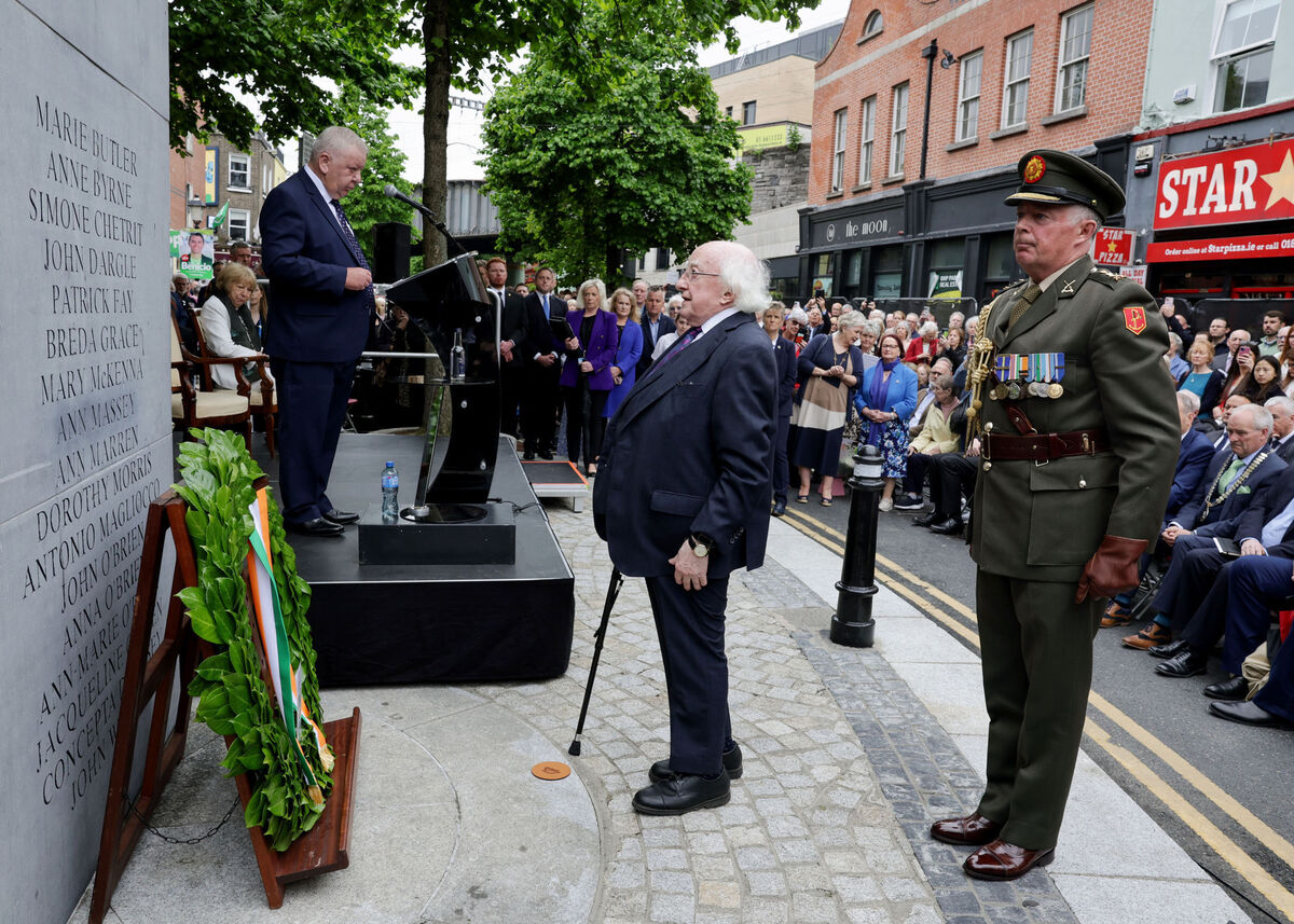 President Michael D Higgins marks the 50th anniversary of the Dublin and Monaghan bombings. Picture: Maxwells