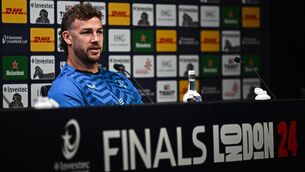 <p>FINAL COUNTDOWN: Caelan Doris during a Leinster Rugby media conference at the Tottenham Hotspur Stadium in London, England. Photo by Harry Murphy/Sportsfile</p>