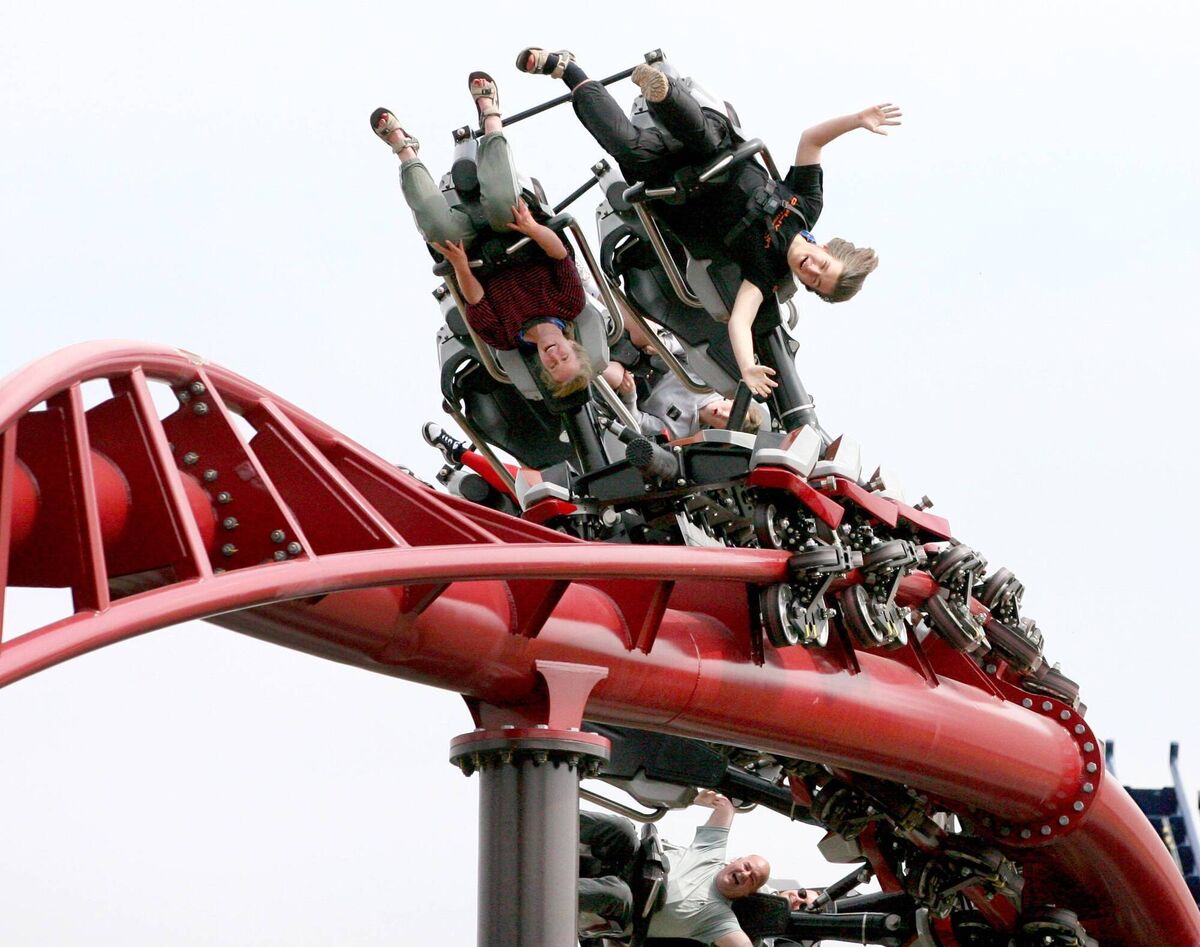 Pictured are Neo Nicholson and mom, Marie Nicholson from Manchester on the ‘Na Fianna Force’ rollercoaster. Pic: Mark Stedman