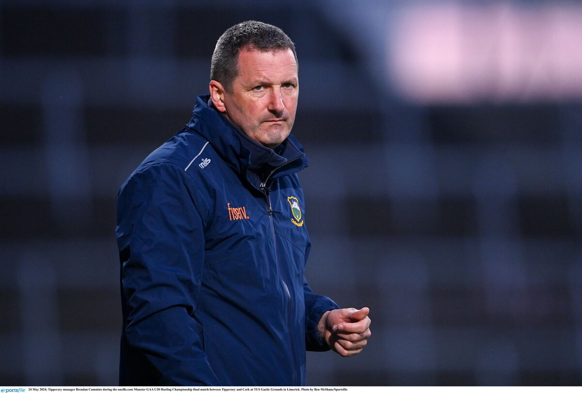 Tipperary manager Brendan Cummins during the oneills.com Munster U20 Hurling Championship final against Cork. Photo by Ben McShane/Sportsfile