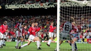 <p>AND SOLSKJAER HAS WON IT: Ole Gunnar Solskjær’s dramatic winner completed a stunning turnaround against Bayern Munich. Photograph: PA Images/Alamy </p>