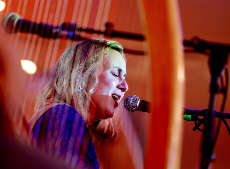 Krea performing at the launch of the first year’s impact assessment of the Basic Income for the Arts pilot scheme on Monday.