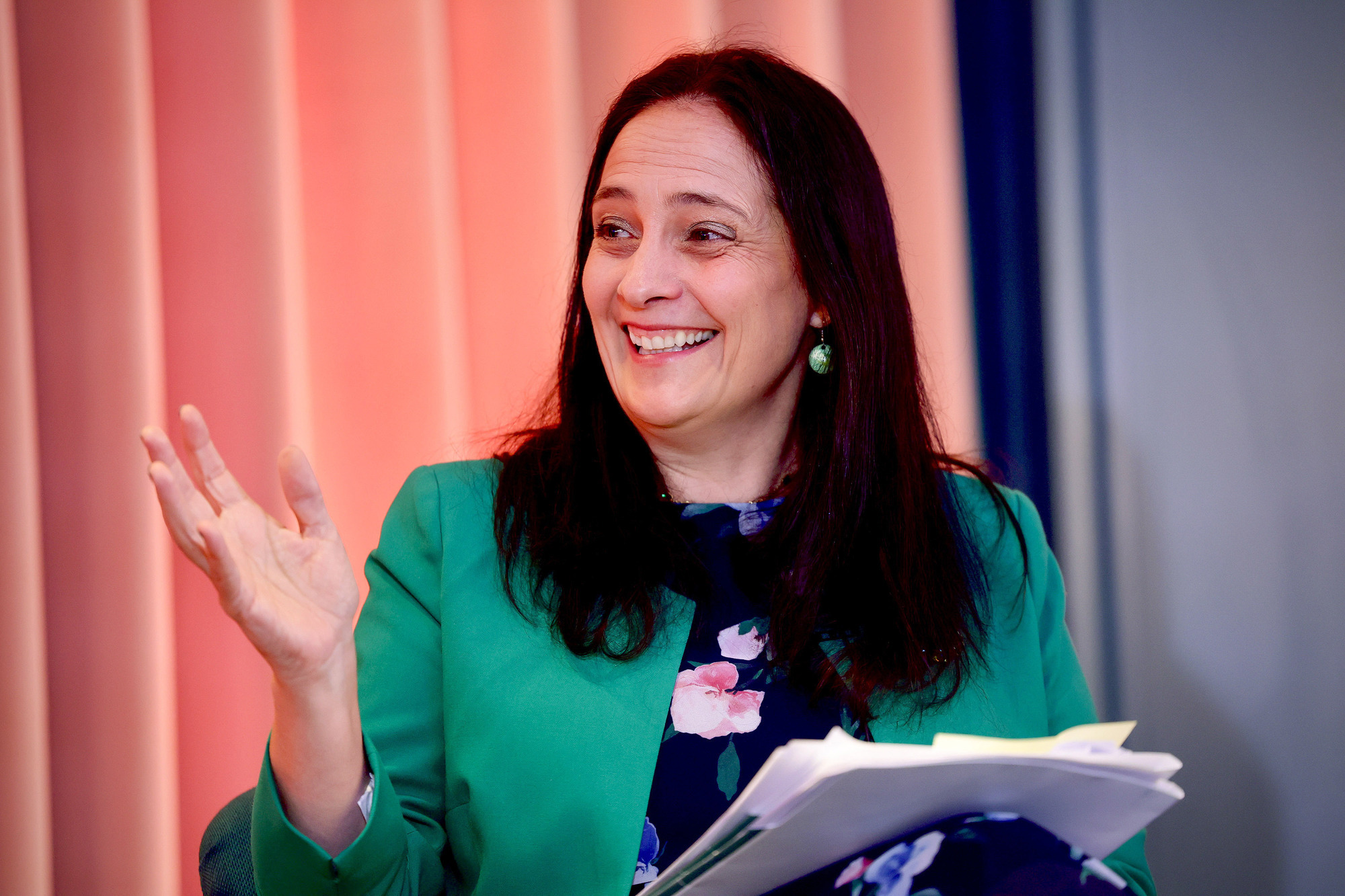 Arts Minister Catherine Martin at the launch of the first year’s impact assessment of the Basic Income for the Arts pilot scheme on Monday. Pictures: Maxwells