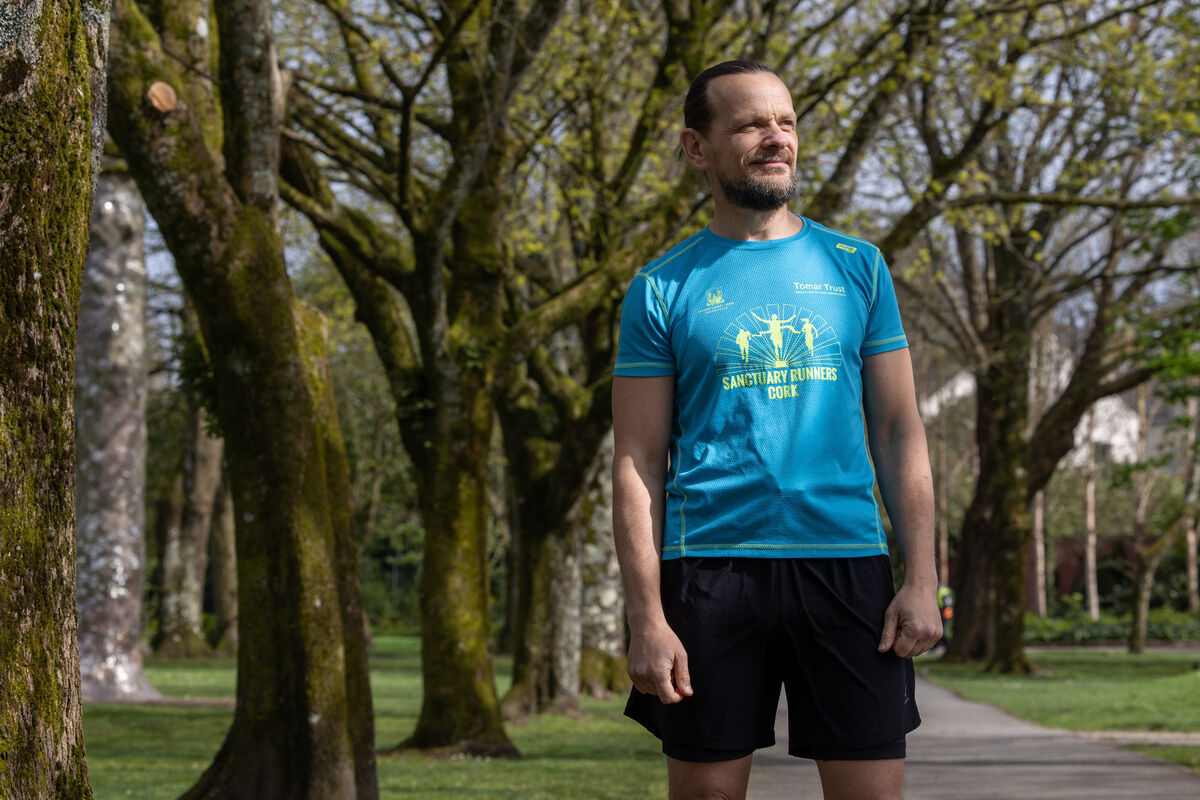 Oleskii Zatsarynskyi in Fitzgerald’s Park, Cork City. A father of four, he is living in Cork with his wife and three youngest children.
