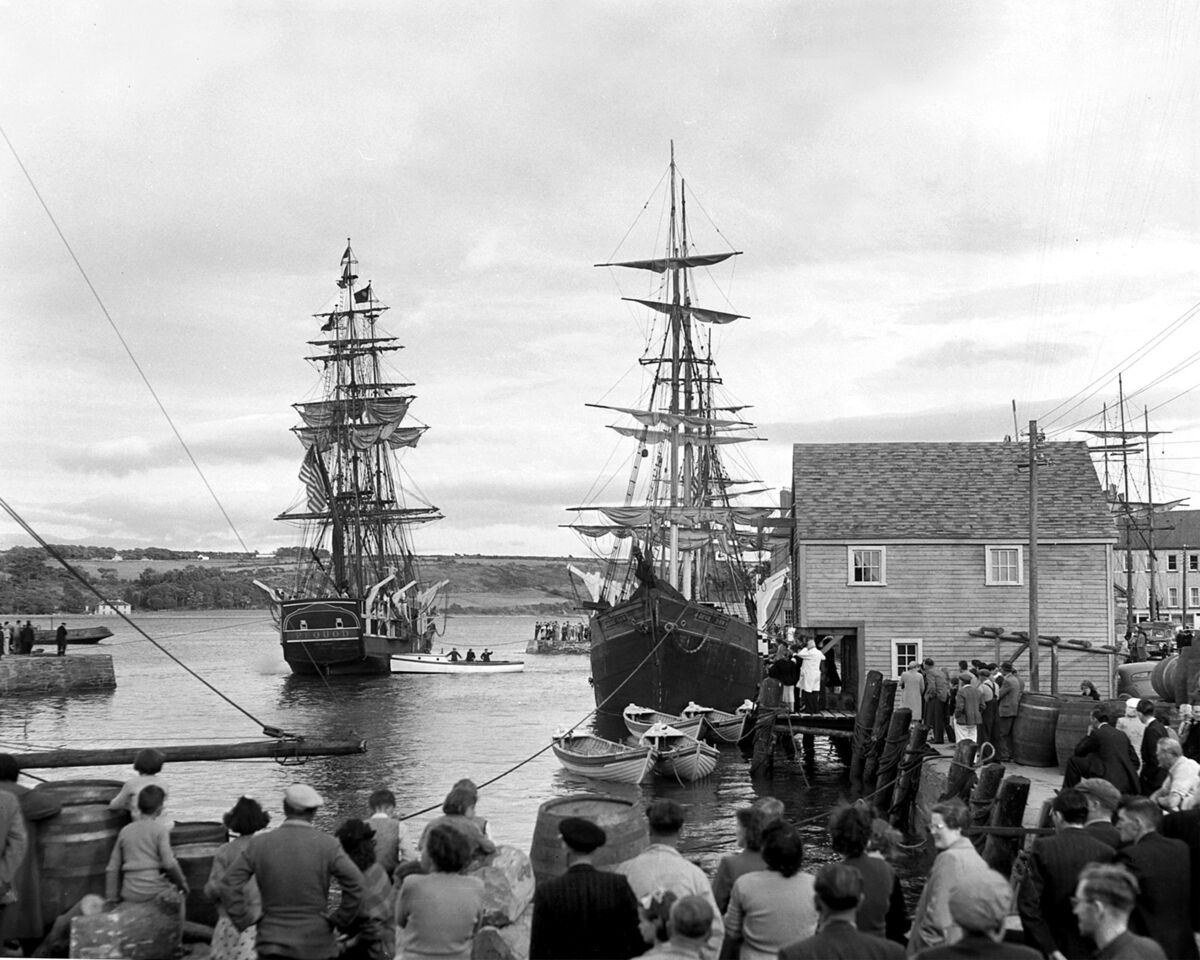 The blockbuster movie Moby Dick, starring Gregory Peck and Noel Purcell, filming in Youghal in July 1954.
