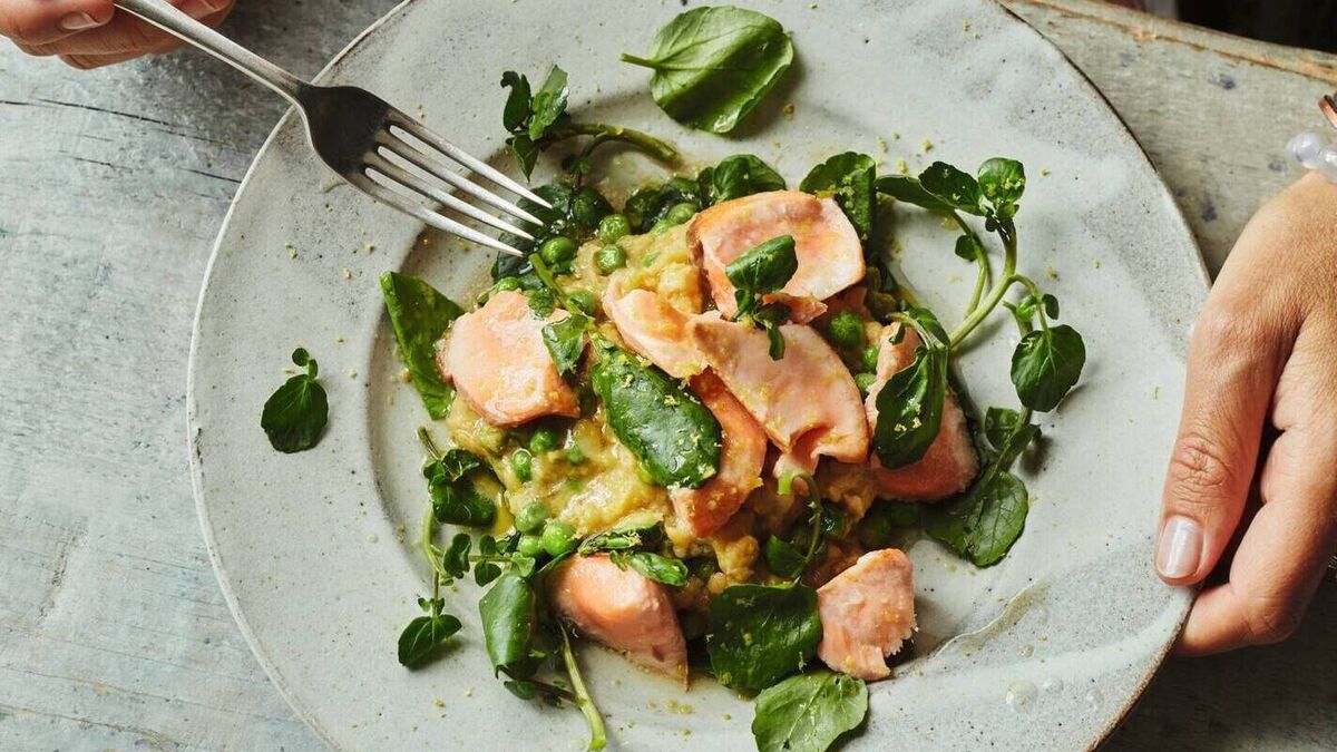 Monday Night Salmon with Chickpea, Peas & Watercress