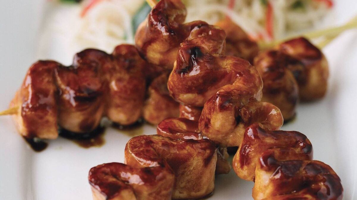 Salmon Teriyaki Sticks with Asian Noodle Salad