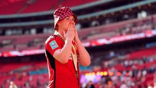 <p>GLORY, GLORY: Manchester United's Aoife Mannion celebrates after winning the Adobe Women's FA Cup final at Wembley Stadium. Photo credit: John Walton/PA Wire.</p>