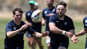 <p>GETTING UP TO SPEED: Sean Cribbin and Hugo Keenan putting in the preparations in Madrid. Pic: Martin Seras Lima, Inpho</p>