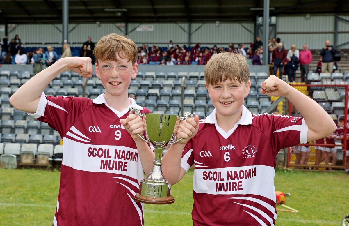 Joint Captains, Tadhg Sheehan and Daniel Guinevan, Farran, celebrate their win.