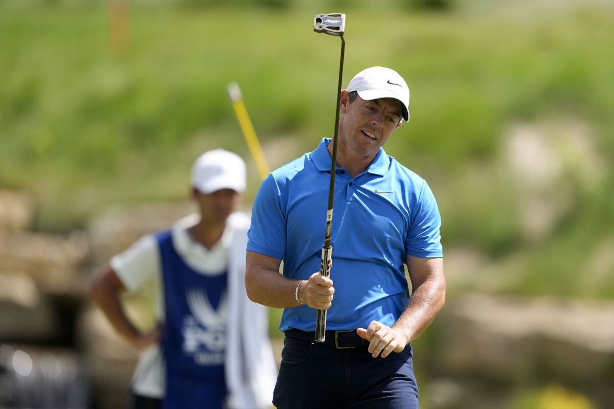 Rory McIlroy reacts after missing a putt on the 13th hole during the third round of the PGA Championship at the Valhalla Golf Club, Picture: AP Photo/Matt York