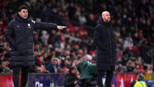 <p>Erik ten Hag, Manager of Manchester United, looks on alongside Mauricio Pochettino, Manager of Chelsea, during a Premier League. Picture: Stu Forster/Getty Images</p>