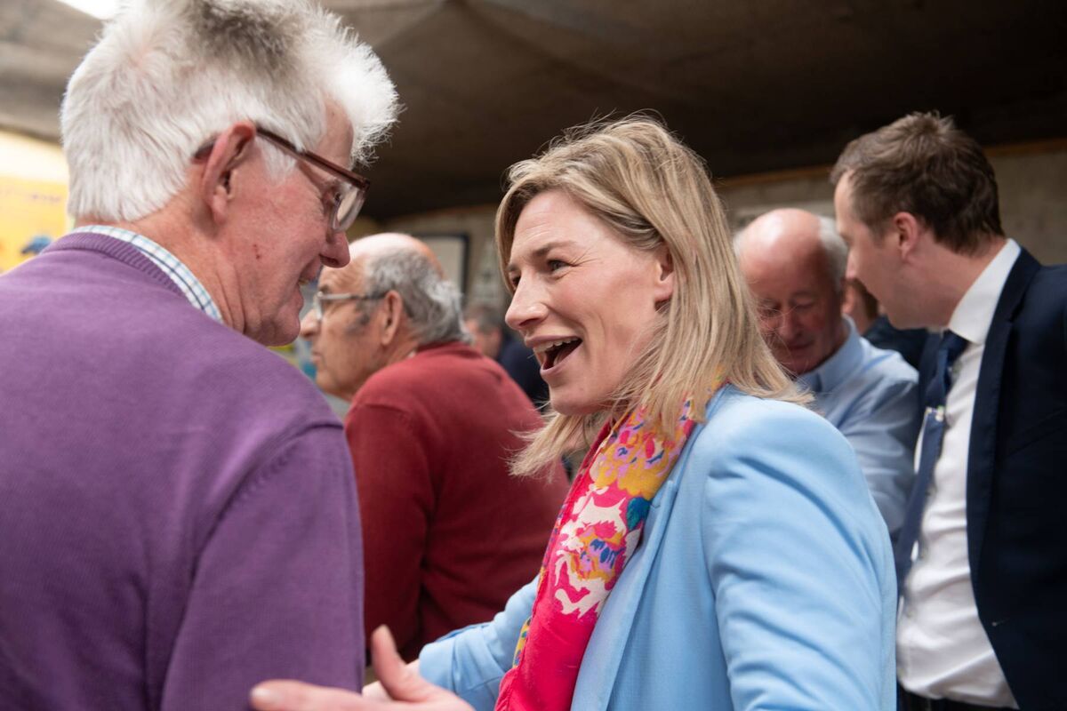 Nina Carberry and Cllr Neil Feighery at Tulamore mart.