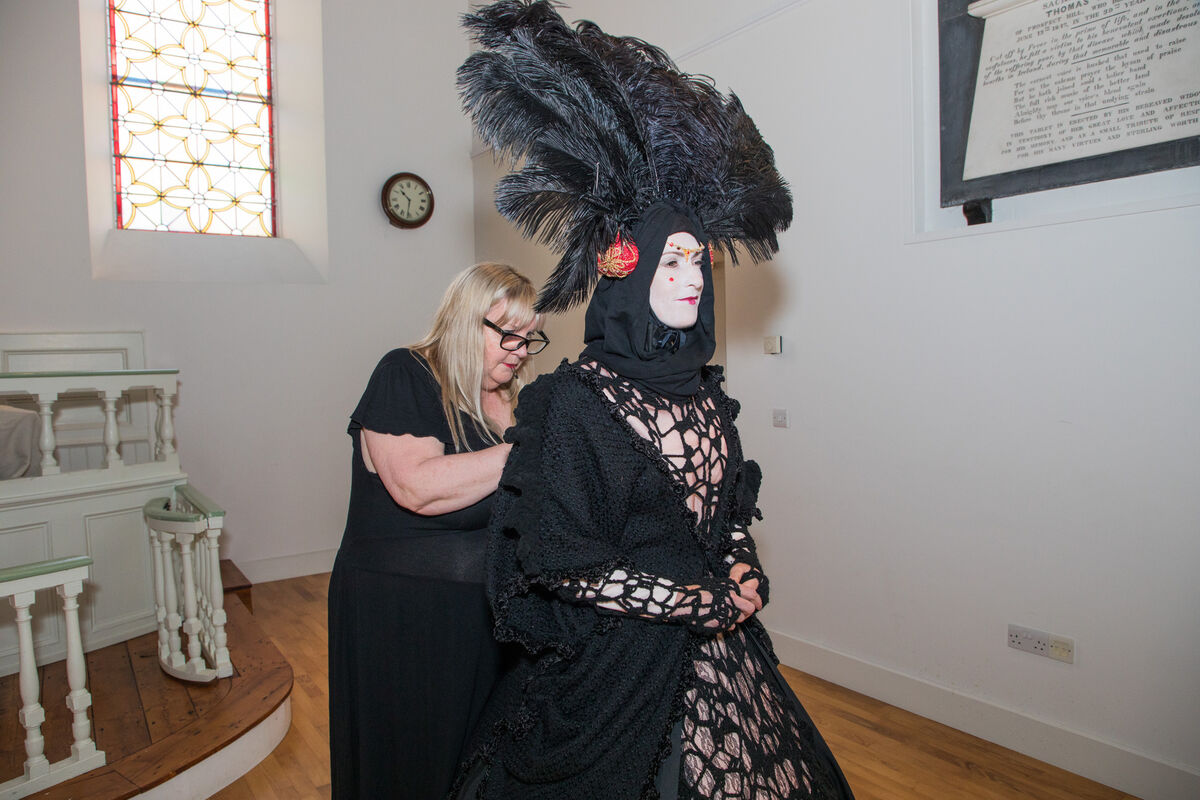 Costume designer Gwen McGuirk makes final adjustments while fitting Queen Amidala's dress to Ruthann Sheahan in preparation for the Feel the Force festival which takes place over the bank holiday weekend in Dunmanway, Co Cork. Picture: David Creedon Costume designer Gwen McGuirk makes final adjustments while fitting Queen Amidala's dress to Ruthann Sheahan in preparation for the Feel the Force festival which takes place over the bank holiday weekend in Dunmanway, Co Cork. Picture: David Creedon