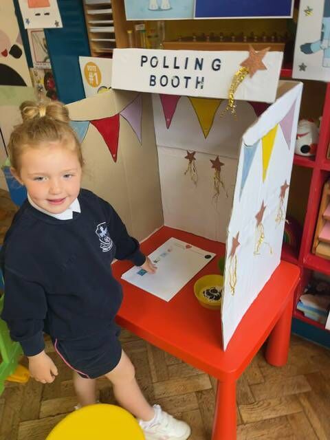 Libbi Keane, 5, casts her vote in the school election on Tuesday. Libbi Keane, 5, casts her vote in the school election on Tuesday.