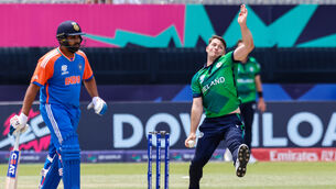 <p>Ireland's Curtis Campher bowls. Pic: Inpho</p>