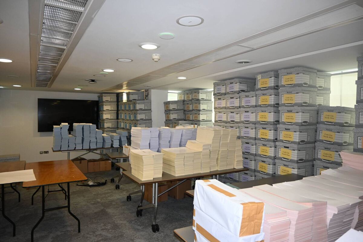  The more than 150,000 ballot papers stored by Cork City Council for the upcoming local elections on June 7. Photo: Cork City Council