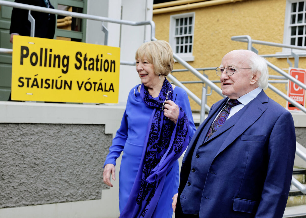 President and Sabina Higgins vote in local and European elections. Picture: Maxwell's