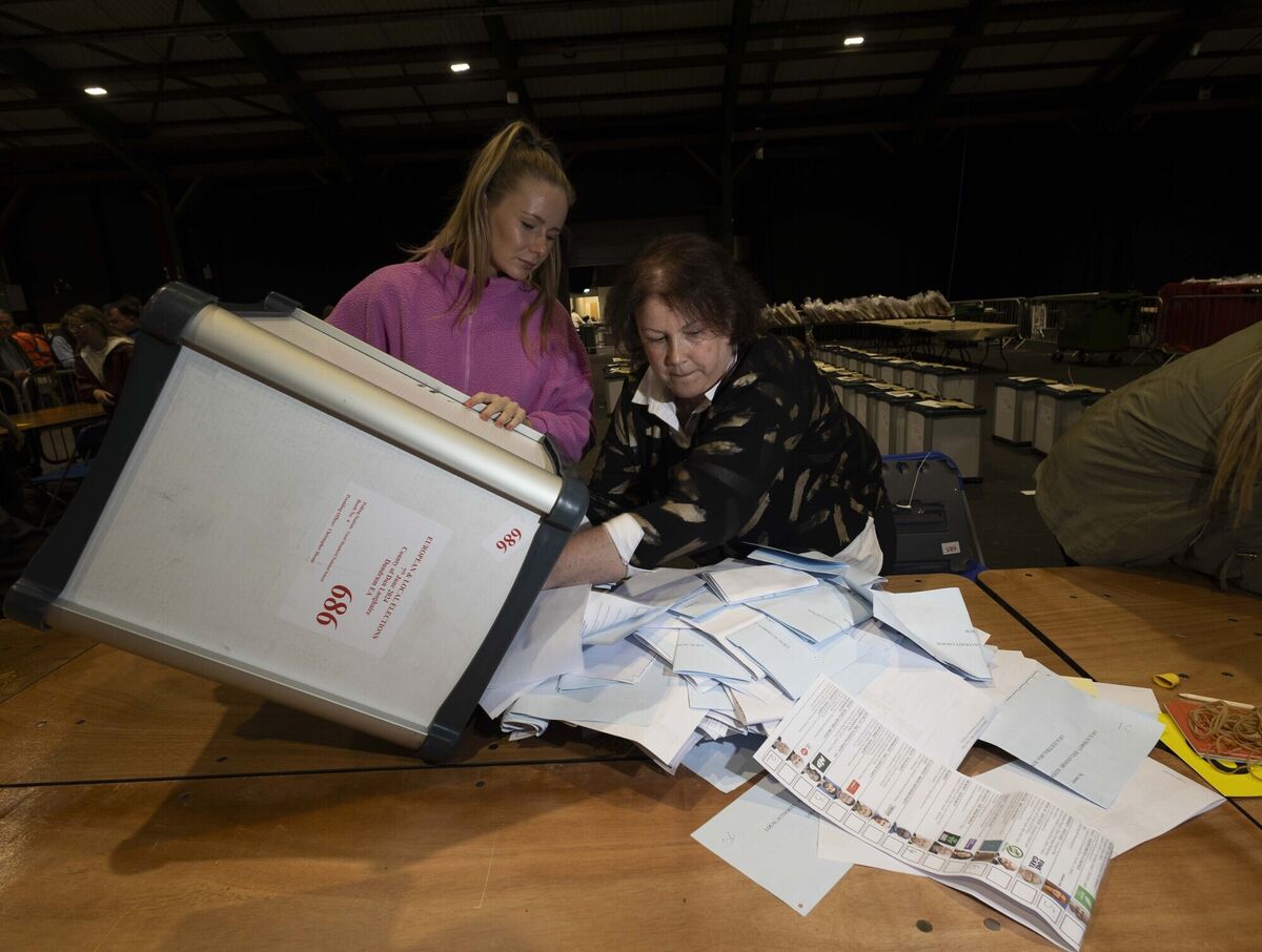 Count staff open the ballot boxes in Simmonscourt RDS this morning. Picture: Sam Boal/Collins Photos