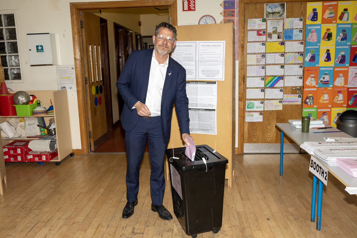  Limerick Directly Elected Mayor Candidate John Moran casting his vote at St Nessan's National School in Limerick on Friday. Picture: Kieran Ryan-Benson