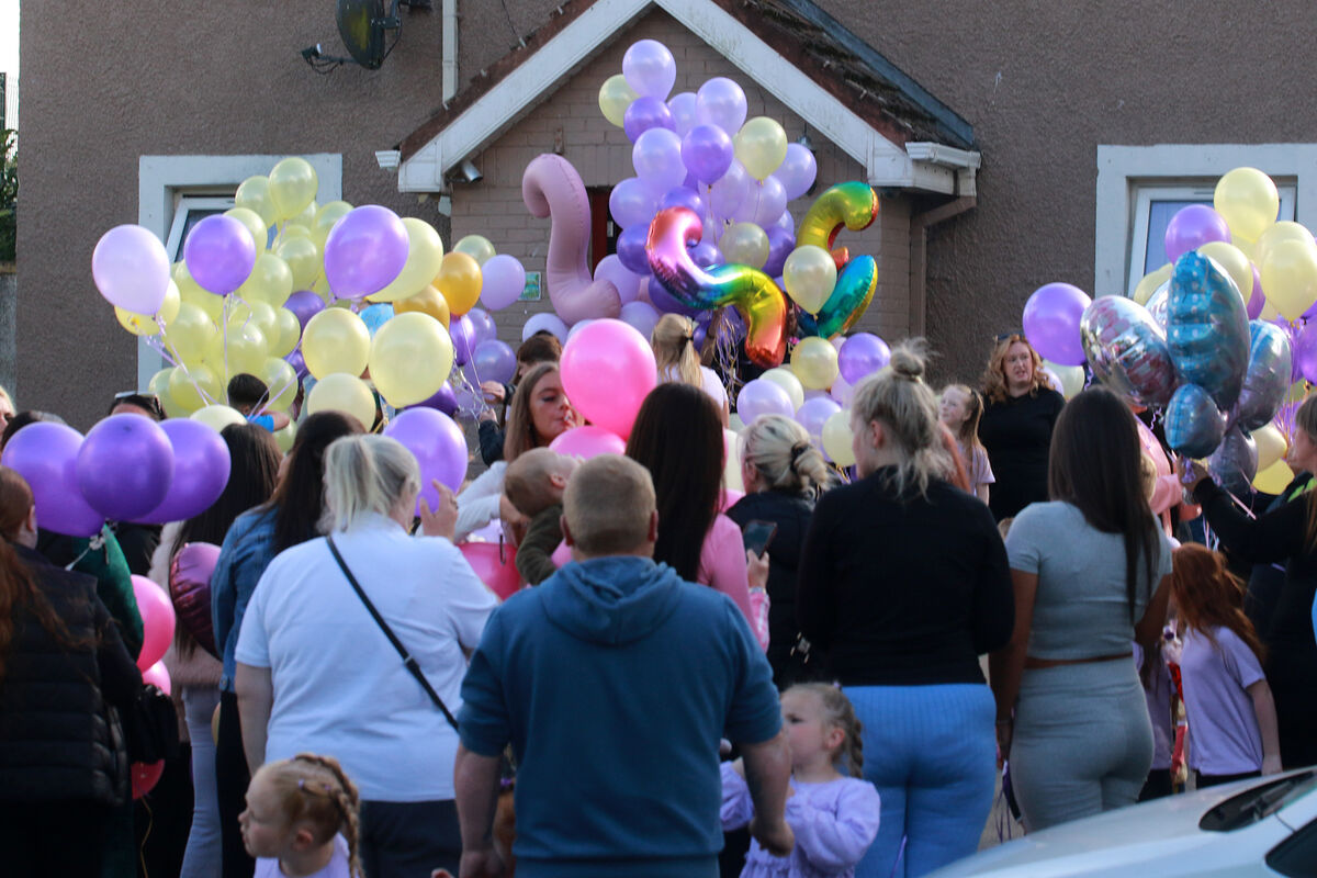  Balloons released in memory of Nicole Morey on Thursday evening. Picture: Brendan Gleeson