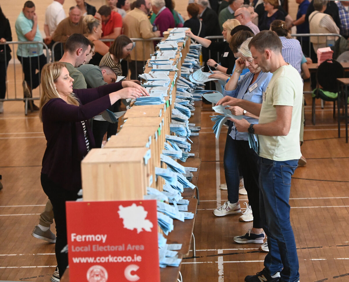 Sorting votes in the Fermoy local electoral area in Mallow Youth centre. Picture: Eddie O'Hare