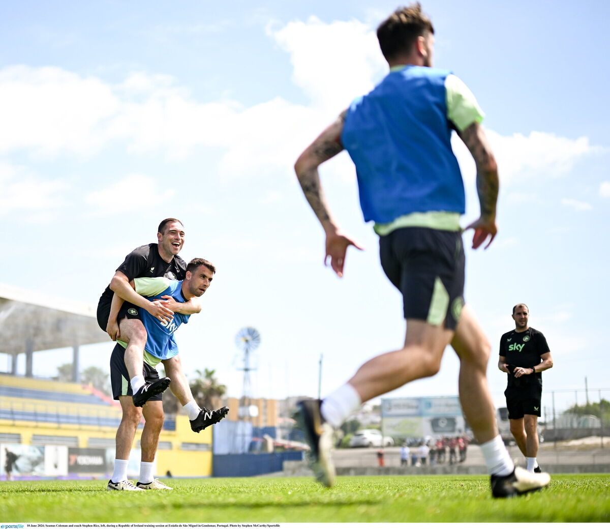 Seamus Coleman and coach Stephen Rice, left, during a Republic of Ireland training session at Estádio de São Miguel in Gondomar, Portugal. Photo by Stephen McCarthy/Sportsfile Seamus Coleman and coach Stephen Rice, left, during a Republic of Ireland training session at Estádio de São Miguel in Gondomar, Portugal. Photo by Stephen McCarthy/Sportsfile