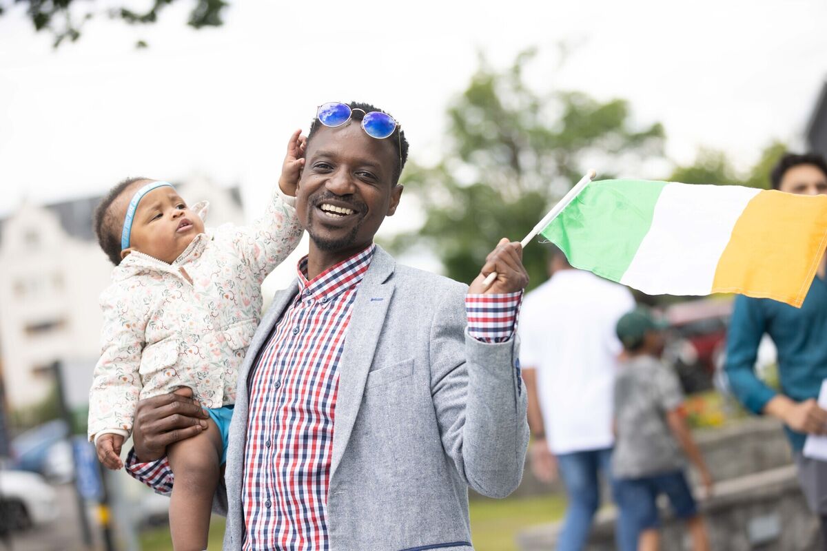 Talent Gumade, who is studying food science in TU Dublin and is originally from Zimbabwe with his one-year-old daughter Sky.