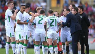 <p>LAND OF THE ABSURD: Republic of Ireland interim head coach John O'Shea talks to his players during the international friendly match between Portugal and Republic of Ireland at Estádio Municipal de Aveiro in Aveiro, Portugal. Photo by Stephen McCarthy/Sportsfile</p>