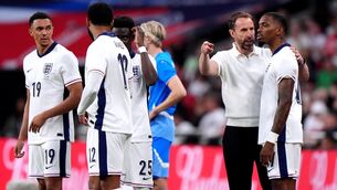 <p>England manager Gareth Southgate speaks to Ivan Toney. Picture: Bradley Collyer/PA Wire.</p>