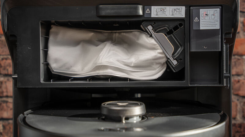 The S8 MaxV Ultra has a dustbin bag in the dock that takes weeks to fill up. Picture: Noel Campion.