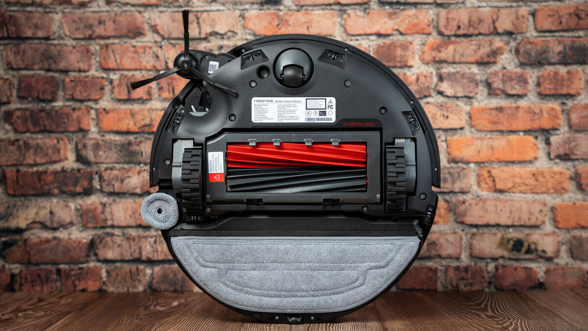 Roborock S8 MaxV Ultra features dual roller brushes and side and main mopping pads. Picture: Noel Campion.
