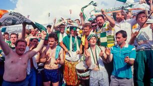 <p>ON THE ROAD: Republic of Ireland supporters during the UEFA 1988 European Football Championship Finals Group B match between England and Republic of Ireland at Neckarstadion in Stuttgart, Germany. Photo by Ray McManus/Sportsfile</p>
