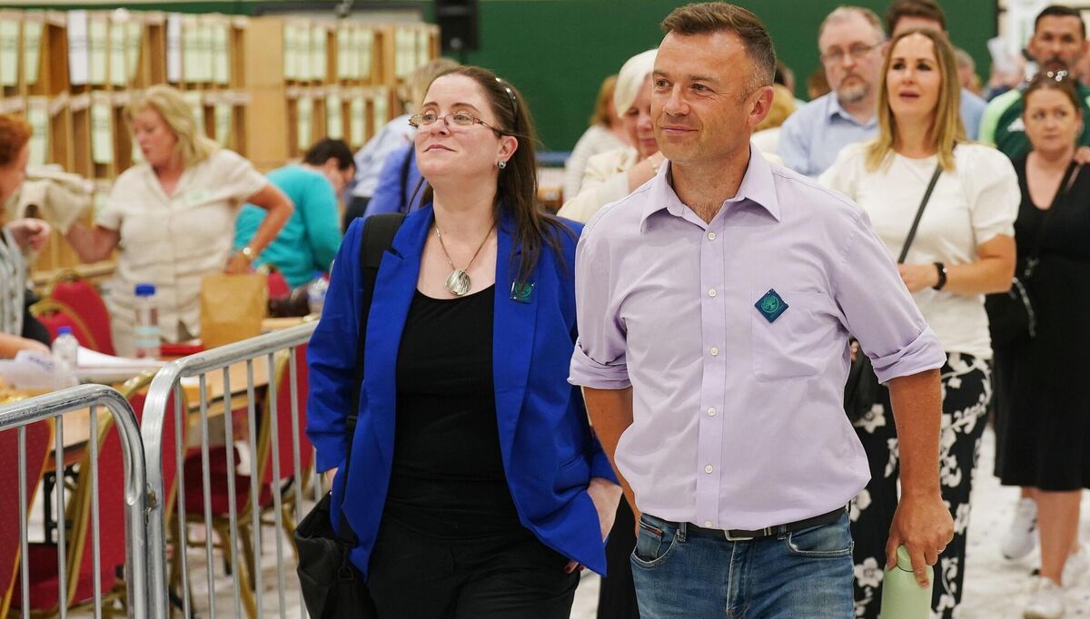 Ireland First candidate Derek Blighe in the count centre having been eliminated on the 16th count at Nemo Rangers GAA club in Cork. Picture: Brian Lawless/PA