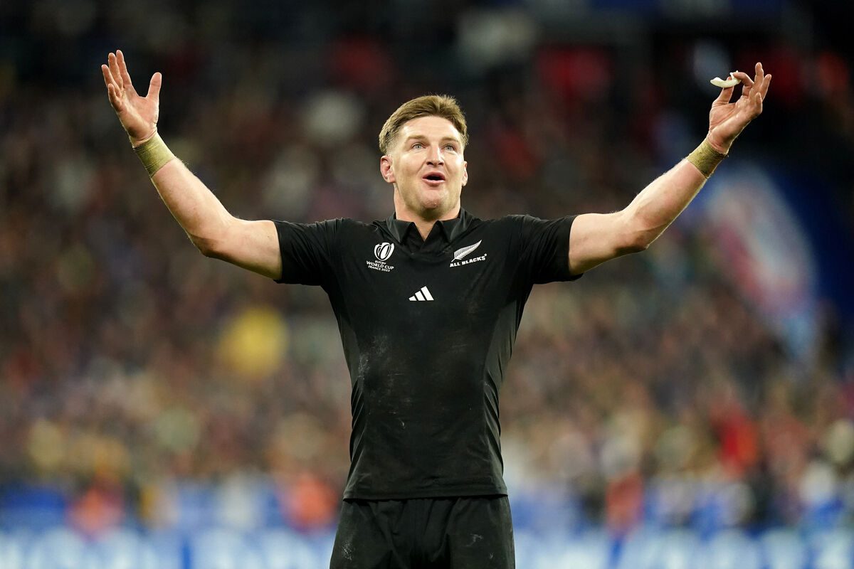 LEINSTER-BOUND: Jordie Barrett appears dejected during the Rugby World Cup 2023 final.