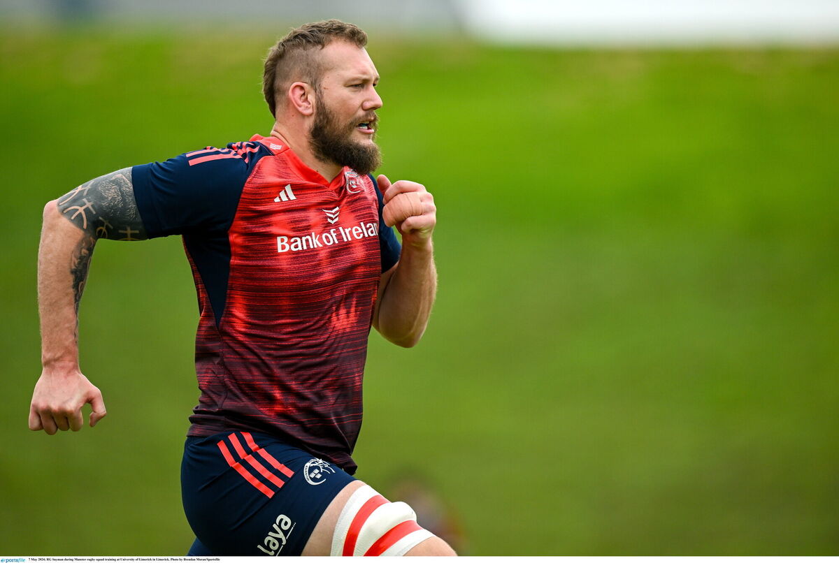 RED TO BLUE: RG Snyman during Munster rugby squad training. Pic: Brendan Moran, Sportsfile